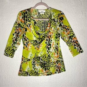 Zoe Leopard Print Top Blouse Size Medium Y2K‎ Style